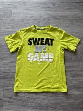 Nike Neon Yellow Graphic 'SWEAT MY GAME' Tee